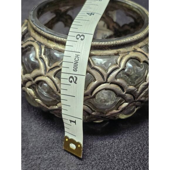 Vintage Brass Silver Tone Baroque Hand Blown Glass Bohemian Boho Apothecary Jar - Picture 7 of 9